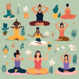 Outdoor Yoga clipart - Practicing yoga outdoors, ,vector color clipart,minimal