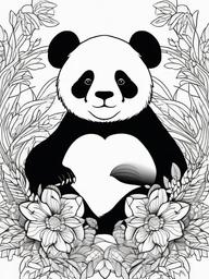 Panda Coloring Pages - Panda with a whimsical pattern on its fur  simple coloring pages