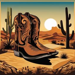 Cowboy Boot clipart - cowboy boot surrounded by desert scenery  