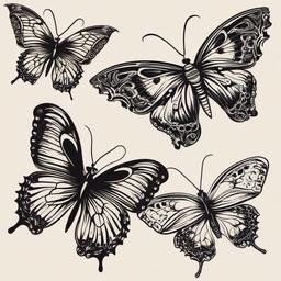 butterflies and bees tattoo  vector tattoo design