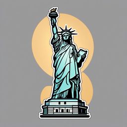 Statue of Liberty sticker- Iconic symbol of freedom and democracy, , sticker vector art, minimalist design