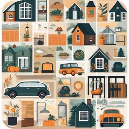 Modern Cottage Sticker - Celebrate the cozy and contemporary vibes of a modern cottage with this charming sticker, , sticker vector art, minimalist design