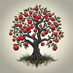 apple tree tattoo  simple vector color tattoo