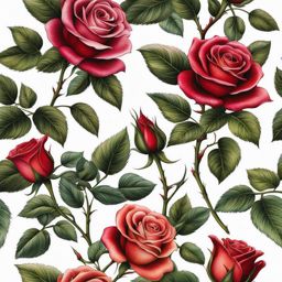 Rose with stem tattoo, Tattoos featuring roses with detailed stems.  color, tattoo patterns, white clean background