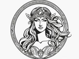 Tattoo Greek Goddess - Celebrate the beauty and strength of Greek goddesses with a tattoo highlighting figures like Aphrodite, Athena, or Artemis.  simple color tattoo design,white background
