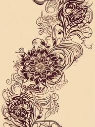 henna vine tattoo  simple vector color tattoo