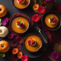 mexican flan, caramel custard, relished at a traditional day of the dead celebration. 