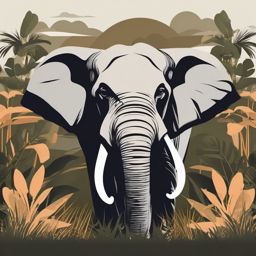 Elephant clipart - Gentle giant of the safari with impressive tusks, ,vector color clipart,minimal