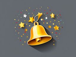 Bell and Confetti Emoji Sticker - Celebration alert, , sticker vector art, minimalist design