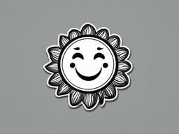 Sun Sticker - Smiling sun icon, ,vector color sticker art,minimal