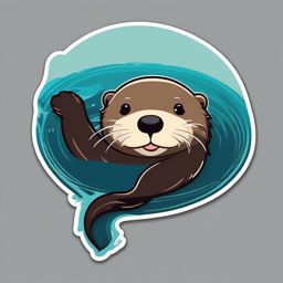 Sea Otter Sticker - A playful sea otter floating on its back, ,vector color sticker art,minimal