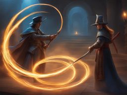 sorcerer's duel in a shifting maze of illusions, testing their magical prowess. 