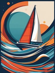 Sailboat sticker, Sailing , sticker vector art, minimalist design