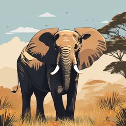 Elephant clipart - Gentle giant of the safari with impressive tusks, ,color clipart vector style