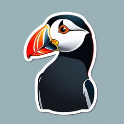 Atlantic Puffin Sticker - A charming Atlantic puffin with a colorful beak, ,vector color sticker art,minimal