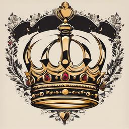 King & Queen Crown Tattoo - Crown your love with regal symbols.  minimalist color tattoo, vector