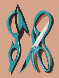 Scissors clipart - open pair of scissors with sharp blades  color,minimalist,vector clipart