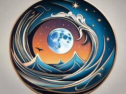 Moon and Wave Tattoo - Features both the moon and waves in a design, symbolizing the celestial and aquatic elements.  simple tattoo design