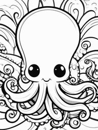 Octopus Coloring Pages - Cute baby octopus with big eyes  simple coloring pages