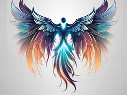 Angel Wings Tattoo-Embracing the ethereal grace with an angel wings tattoo, symbolizing freedom, protection, and a connection to the heavenly realm.  simple vector color tattoo