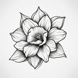 Daffodil Tattoo - Tattoo featuring the cheerful and bright daffodil flower.  simple color tattoo,minimalist,white background