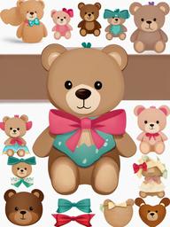 Bear clipart - cute teddy bear with a bow  