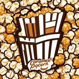 Caramel Popcorn Sticker - Treat yourself to the sweet and buttery delight of caramel popcorn, , sticker vector art, minimalist design