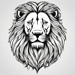 Lion Tattoo - Majestic lion with a flowing mane, symbolizing strength  few color tattoo design, simple line art, design clean white background