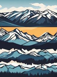 Mountain clipart - mountain range with snow-capped peaks  