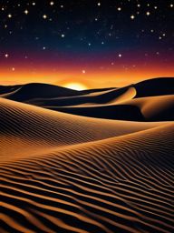 Black Night Background Starry Night Sky Over Desert Dunes wallpaper splash art, vibrant colors, intricate patterns