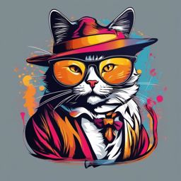 Funny Cat - With a sense of humor that rivals humans, this cat is the life of the party, always ready for a good laugh. , vector art, splash art, t shirt design