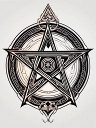 Magic pentagram tattoo. Mystic symbol of power.  minimal color tattoo design