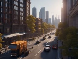 Urban Landscape - A bustling urban landscape with a city skyline and traffic  8k, hyper realistic, cinematic