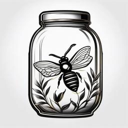 Honey Jar Tattoo - Showcase the classic and timeless image of a honey jar in a tattoo, symbolizing the sweetness and richness of this golden nectar.  simple tattoo,minimalist,white background draw in pencil style