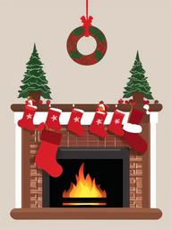 December clipart - stockings hanging over a fireplace  color,minimalist,vector clipart