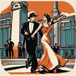 Buenos Aires clipart - Obelisco and Tango dancers in Argentina,  color vector clipart