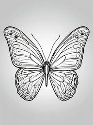 Flying Butterfly Coloring Pages - Butterfly in Mid-Flight with Open Wings  minimal black outline printable sheet, coloring page