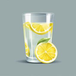 Lemon clipart - lemon slice in a glass of water  color,minimalist,vector clipart