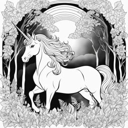 unicorn coloring pages - radiant unicorn illuminating a dark cavern with its radiant horn, revealing hidden treasures. 