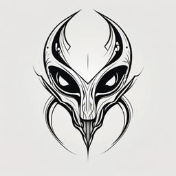 Alien Tattoo Design Minimalist - Embrace simplicity and style with a minimalist alien tattoo design.  simple color tattoo,vector style,white background