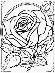 Rose Coloring Pages - Enchanted rose with sparkling petals  simple coloring pages