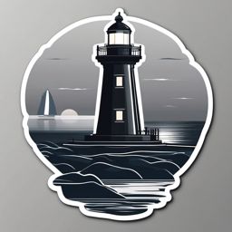 Foggy lighthouse sticker- Maritime beacon, , sticker vector art, minimalist design