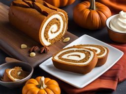 pumpkin roll, a spiced pumpkin cake rolled with cream cheese filling. 