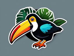 Colorful Toucan in Tropical Forest Emoji Sticker - Exotic bird in a lush rainforest, , sticker vector art, minimalist design