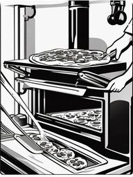 Pizza clipart - pizza being pulled out of the oven  