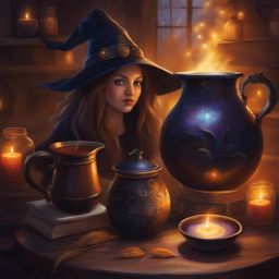 witch's brew of transformation - create an artwork of a magical brew that can transform characters into creatures of the night. 