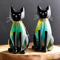 Fused Glass Cats - Adorn your space with fused glass cats, showcasing the playful and elegant nature of these feline companions.  