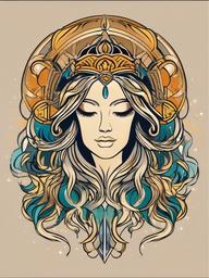 virgo and leo tattoo combined  simple vector color tattoo