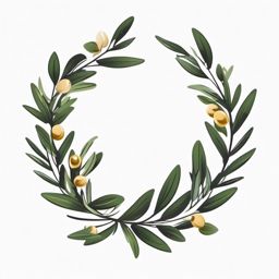 Olive branch wreath tattoo. Symbol of Athena's peace.  color tattoo style, minimalist design,white background