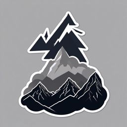 Lightning over mountains sticker- Electrifying and rugged, , sticker vector art, minimalist design